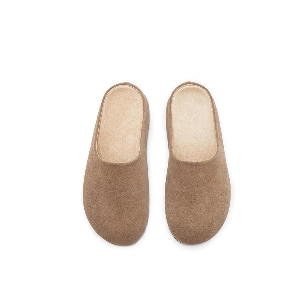 Women Suede Clogs Round Toe Leather Mules Cork Footbed Clog Taupe casual7/8/8.5 - Picture 4 of 10